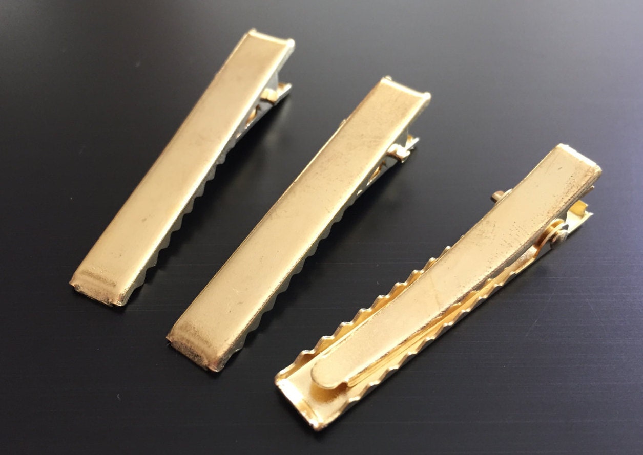 8x46 Mm Alligator Hair Clips Gold Tone 15 Pcs Iron Etsy