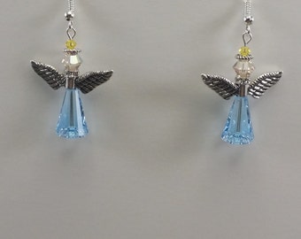 Pendientes de ángel, Cristales Swarovski, Ángulos de Navidad, Ángeles de la Guarda
