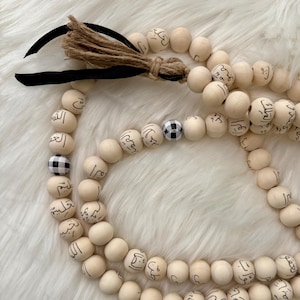 Tasbih de los 99 nombres de Alá: árabe, decoración islámica, regalo islámico B&W check beads