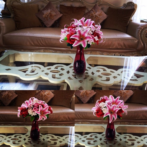 Origami Roses and Stargazer bouquet