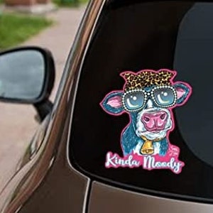 Kinda Moody | Lustiges Sassy Frass Auto Aufkleber | Niedlicher Auto Vinyl Fenster Aufkleber | Barnyard Kuh Humor