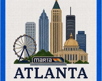 Atlanta City Collage Travel Needlepoint Canvas