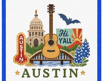 Austin Travel Needlepoint Canvas