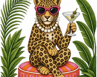 Jungle Club Leopard Needlepoint Canvas