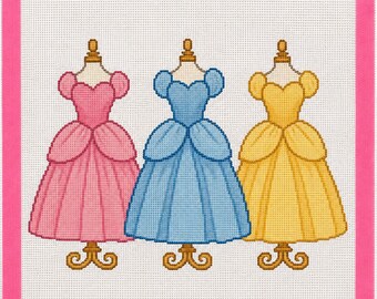 Princess Dresses Printed Needlepoint Canvas