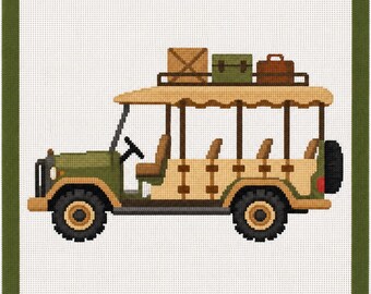 Safari Truck Ride Printed Needlepoint Canvas