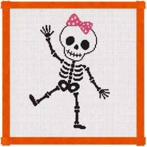 Halloween Skeleton Printed Needlepoint Canvas