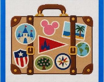 Travel Suitcase Printed Needlepoint Canvas
