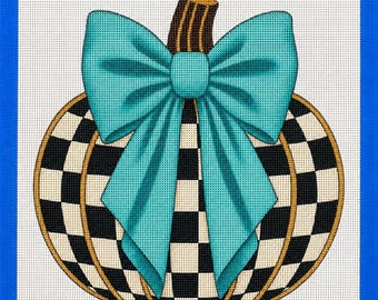 Inspired Checked Pumpkin Printed Needlepoint Canvas