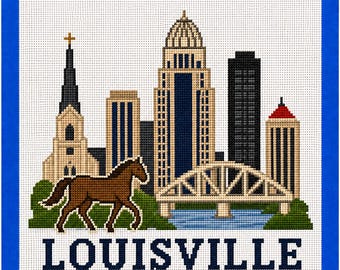 Louisville City Collage Travel Printed Needlepoint Canvas