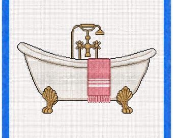 Claw Foot Tub Printed Needlepoint Canvas