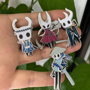Hollow Samurai pins - hard enamel pin set - Little Ghost - Hornet - Quirrel - Broken Vessel