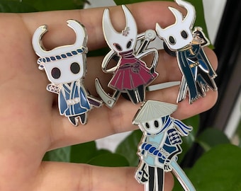 Hollow Samurai pins - hard enamel pin set - Little Ghost - Hornet - Quirrel - Broken Vessel