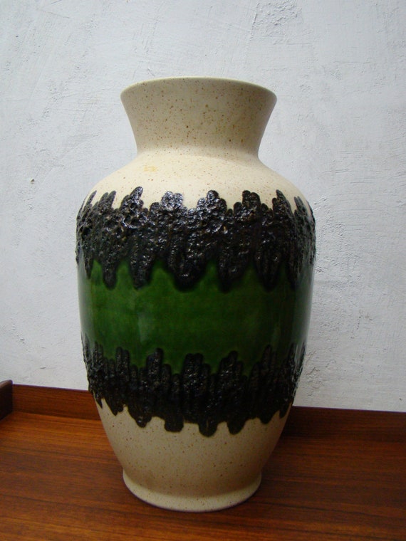 West German Pottery Floor Vase By Bay Etsy