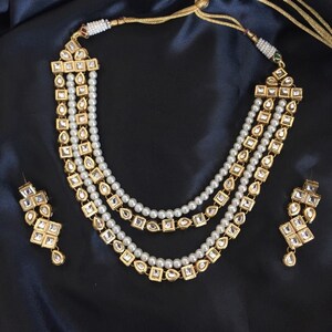 Kundan haar, Kundan necklace, Indian wedding jewelry, kundan jewelry, kundan multi strand necklace