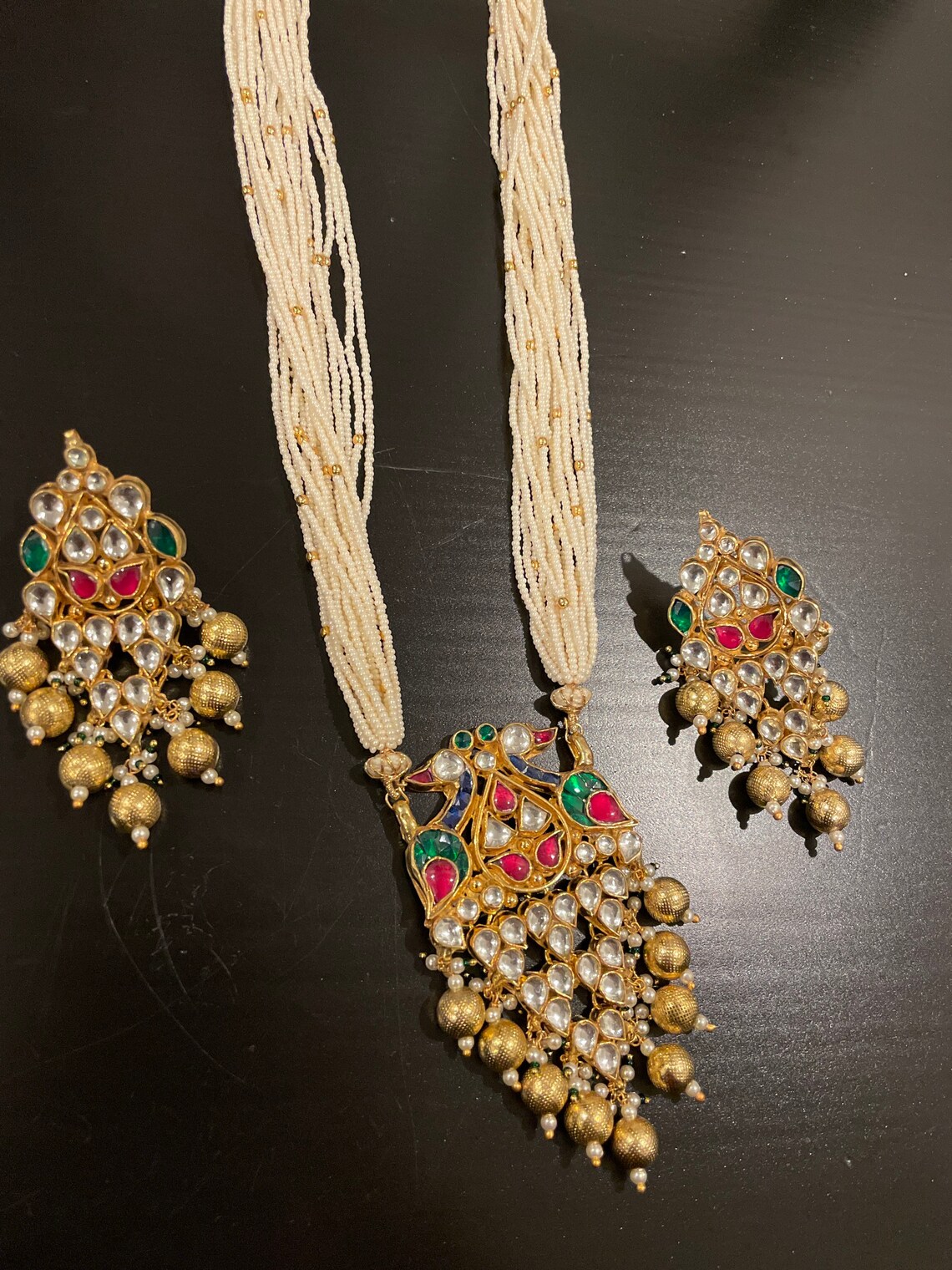 Long Kundan Necklace Set Lightweight Kundan Set India Long Etsy