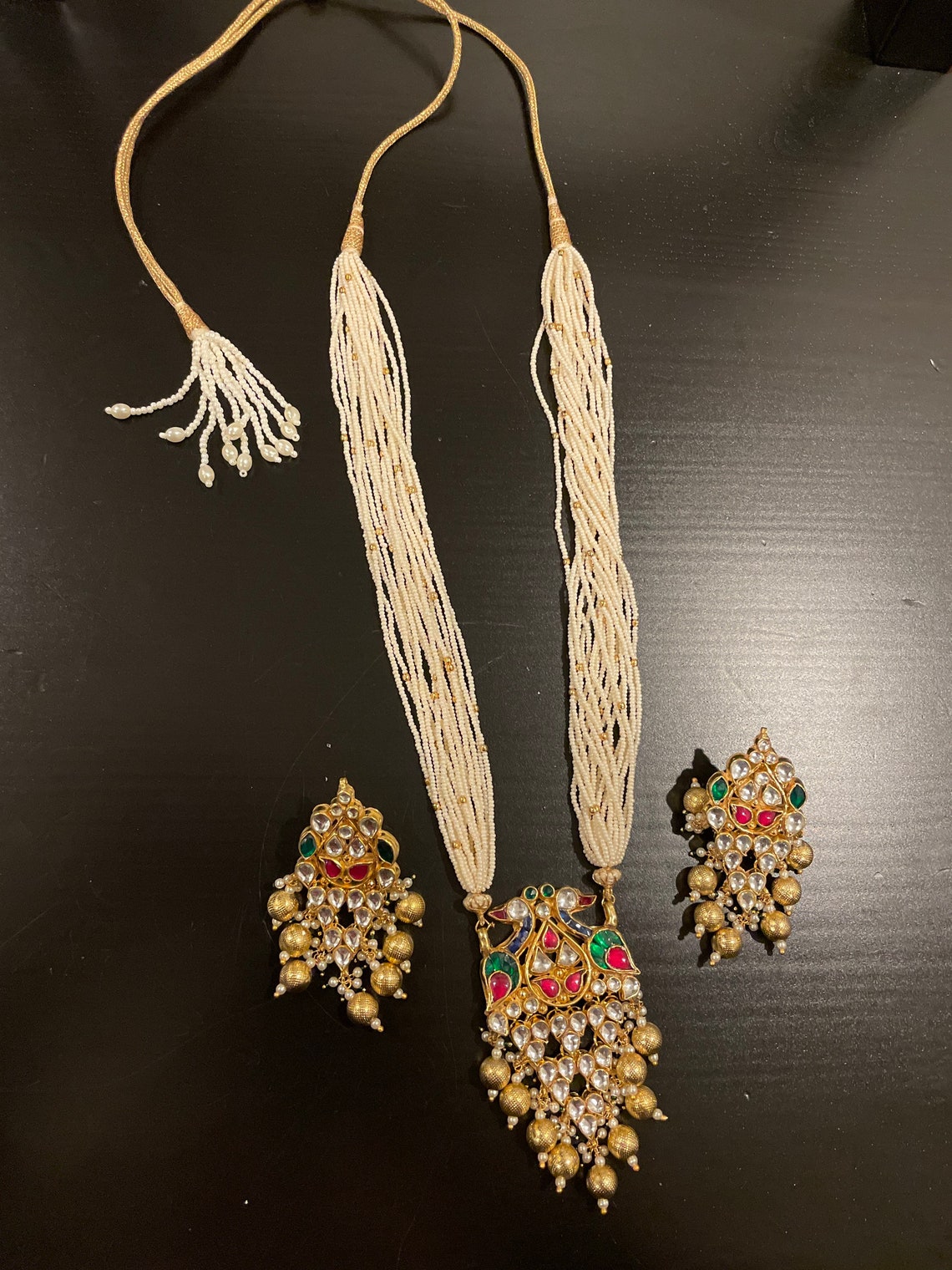 Long Kundan Necklace Set Lightweight Kundan Set India Long Etsy