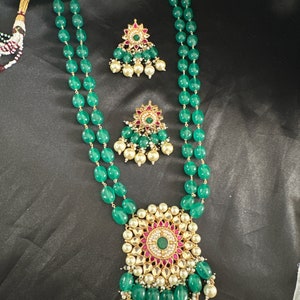 long kundan set, India wedding jewelry, India kundan set, India necklace and earrings,kundan jewelry