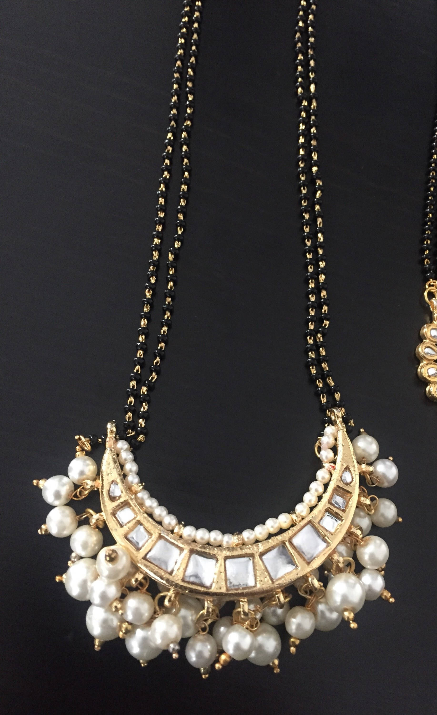 Long Mangalsutra Kundan Necklace Kundan 
