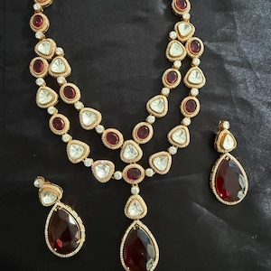 Victorian necklace set, polki set, India haar set, India necklace set, long necklace set, India long haar