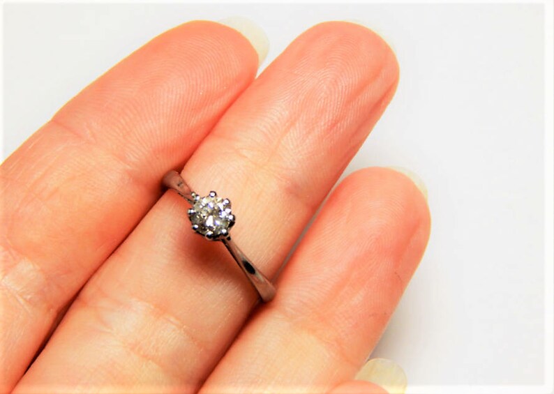 Diamond Engagement Ring Diamond Solitaire Ring 18K White Gold .25 Carat Diamond Solitaire Ring 18K Promise Ring 14 Ct Diamond Ring