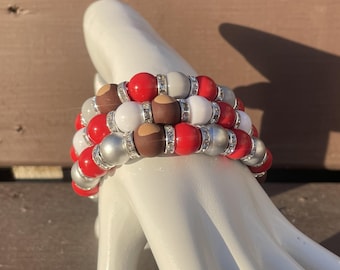 OSU, Ohio State, Buckeye, Bling, Crystal, Scarlet, Gray, Stretch Bracelets