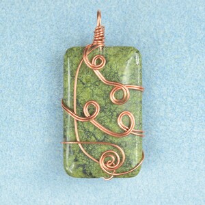 Custom Russian Serpentine Copper Wire Wrapped Pendant