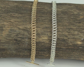 Pulseras personalizadas de plata de ley y oro de 14k rellenas de medio persa 3 en 1 (2 variaciones)