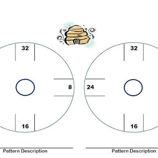 Plantilla Kumihimo para trenzas estándar de 8 hebras, estándar de 12 hebras y trenzas en espiral de 12 hebras con tabla de recuento de cuentas