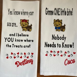 Lustiges Yorkie Küchentuch-Set: Glitzer-Vinyl-Hundeliebhaber-Geschenk, besonderes Geschenk zum Valentinstag für Yorkie-Liebhaber