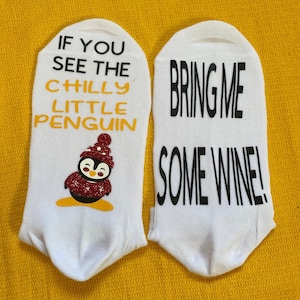Penguin socks; penguin collector gifts; fuzzy penguin socks; socks with sayings ; penguin lovers gifts; stocking stuffers for her; penguins