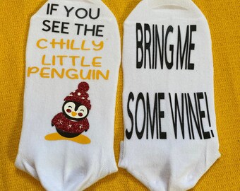 Penguin socks; penguin collector gifts; fuzzy penguin socks; socks with sayings ; penguin lovers gifts; stocking stuffers for her; penguins