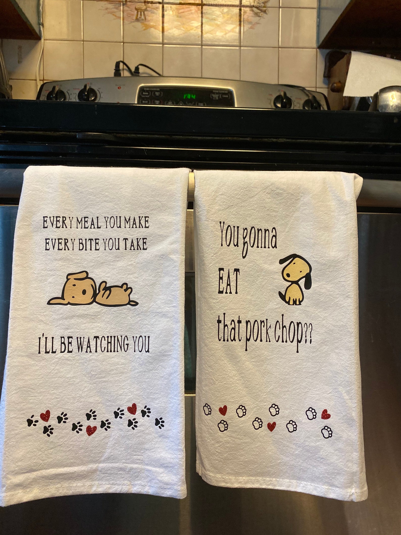 Dog Towel Set Kitchen Dog Themed Towels Funny Dog Towels Etsy