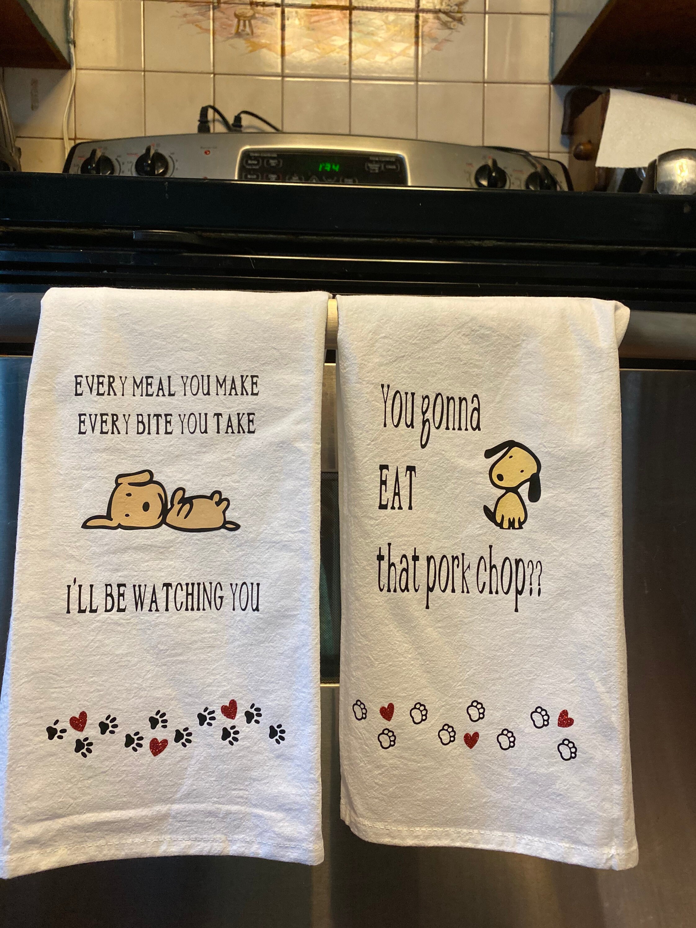 Dog towel set kitchen dog themed towels funny dog towels Etsy