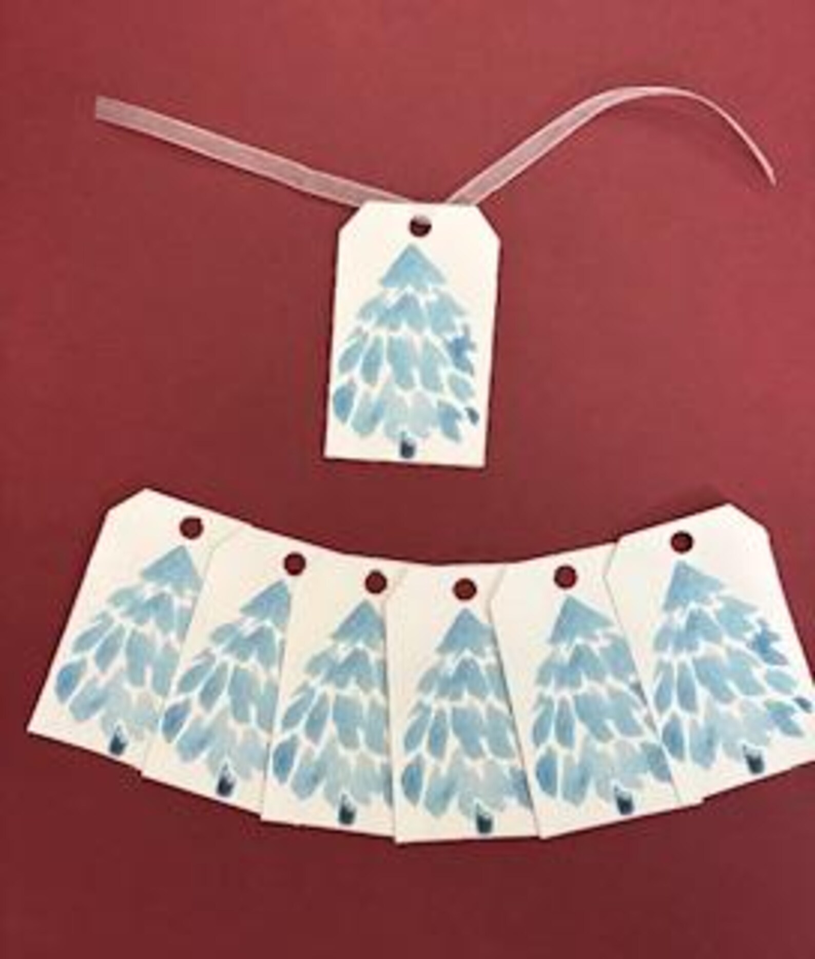Christmas Gift Tags With Beautiful Watercolor Themed Trees With Ribbon ...