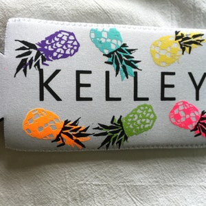Tropical Pineapple Slim Can Cooler: Personalized Bachelorette Gift