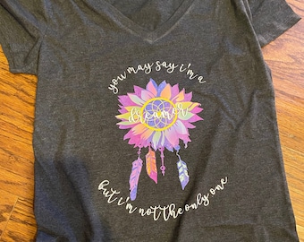 John Lennon Imagine Tee: Holographic Mosaic Design & Dreamer Decal