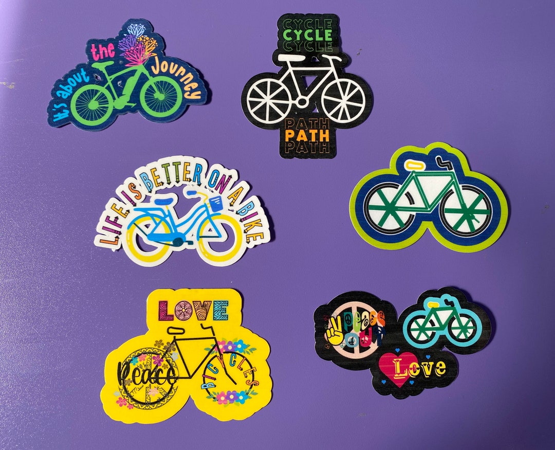 Bicycle Theme Stickers for Bike, Laptop, Water Bottle, Waterproof
