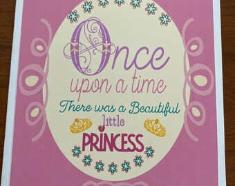 PRINCESS birthday card; personalized birthday card and keepsake for little girl