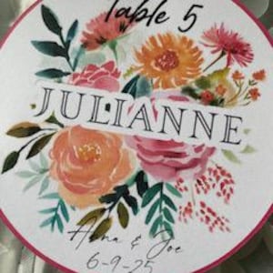 Cartões de lugar de casamento com número de mesa e escolha de jantar, design colorido personalizado; cartões de lugar para eventos especiais; cartões de lugar com número de mesa personalizados