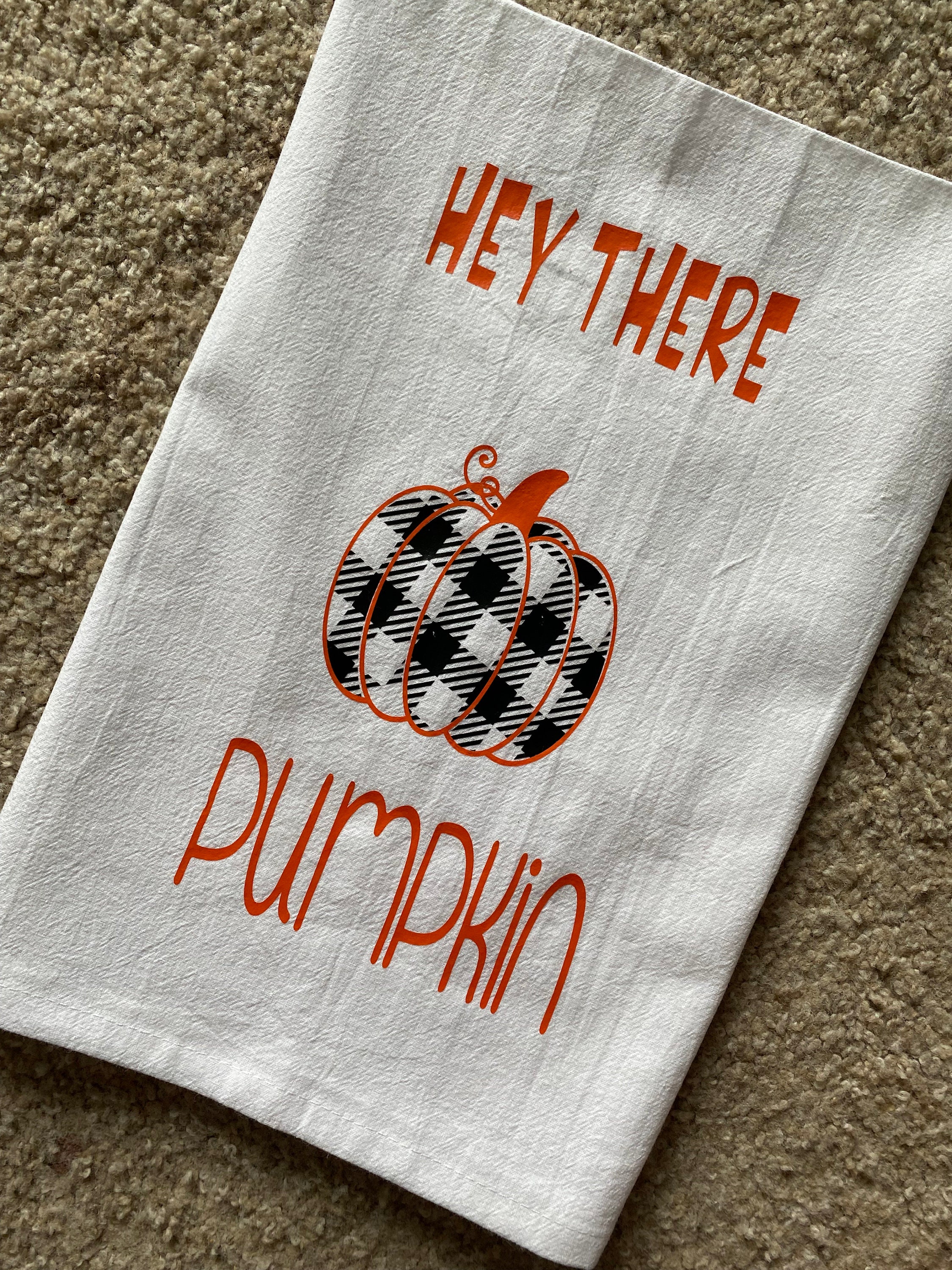 Plaid Pumpkin Personalized Flour Sack Towel