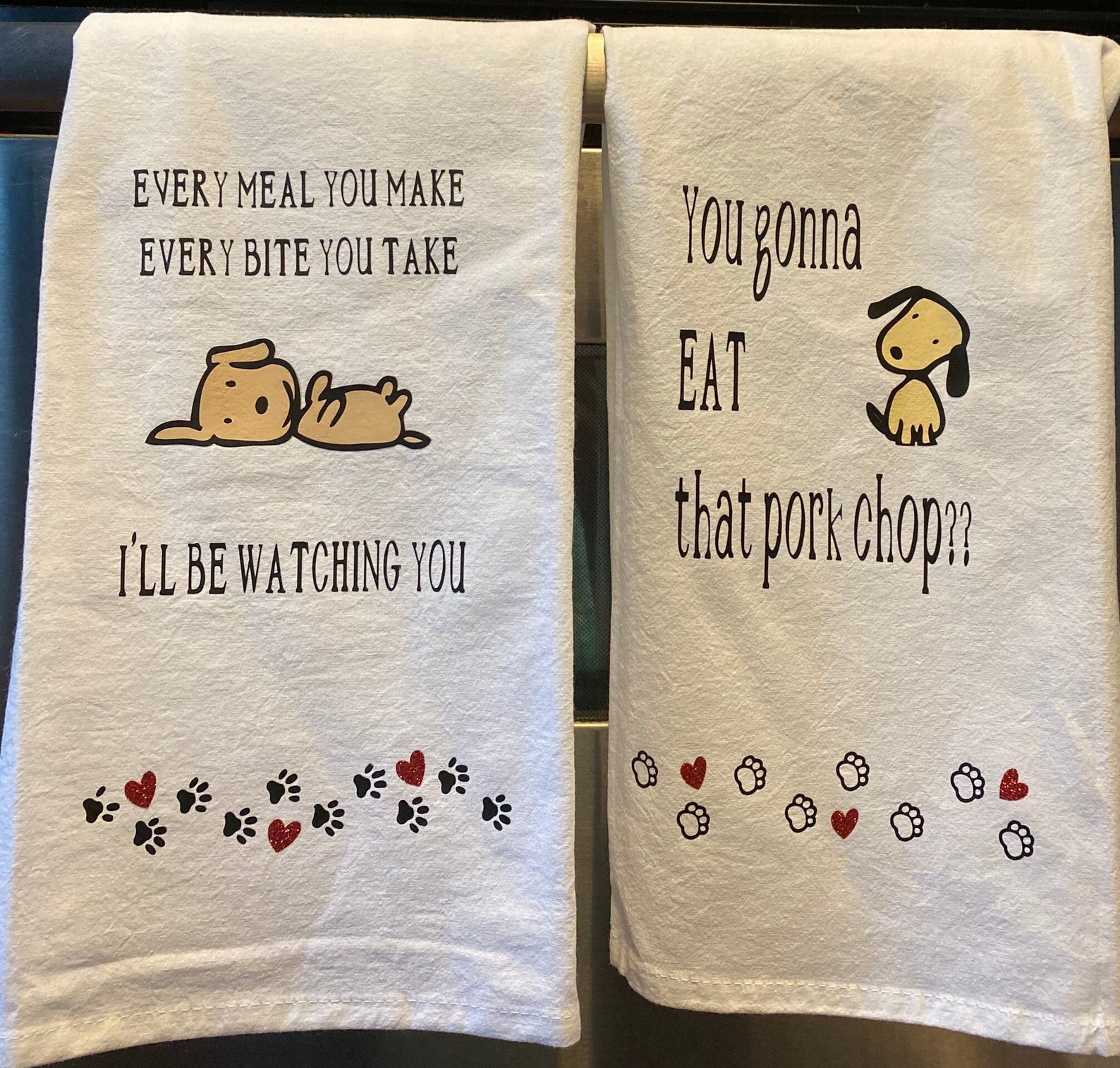Dog Towel Set Kitchen Dog Themed Towels Funny Dog Towels - Etsy