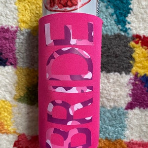 Pink Camo Bachelorette Can Cooler: Bride Tribe Wedding Favor