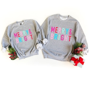 Chemise joyeuse et lumineuse, chemises de Noël maman et moi, tenues de Noël mère fille