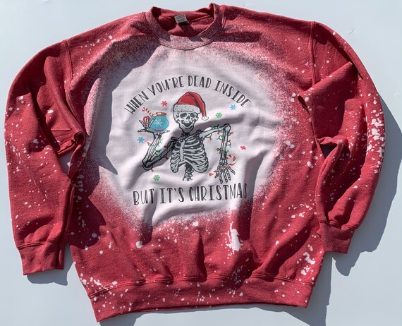 Bleached Sweatshirt Christmas Bleach Green Red Funny Etsy