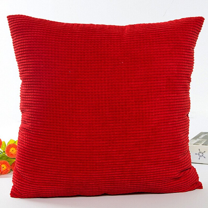 Corduroy Solid Red Pillow Covers Corn kernels Lumbar Pillow Etsy