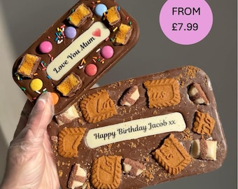 Personalised Chocolate Slab READ DESCRIPTION - birthday valentines gift, Mother's Day, well done new home, secret santa rude funny