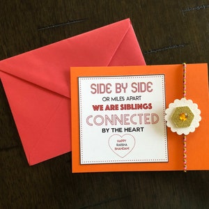 Raksha Bandhan Greeting Card, Side By Side.  Gift a Raki, a Thread Bracelet, for Siblings, Brothers, Sisters.