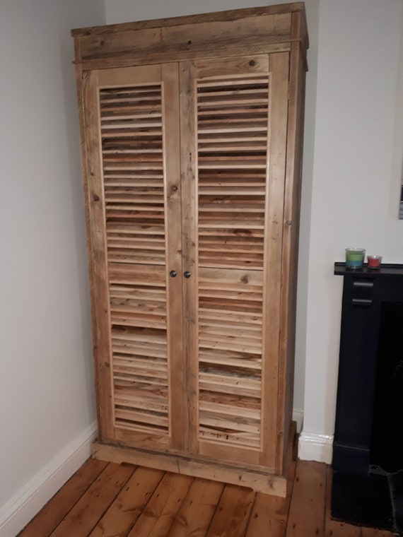 Wardrobe With Louvred Doors From Reclaimed Timber Etsy