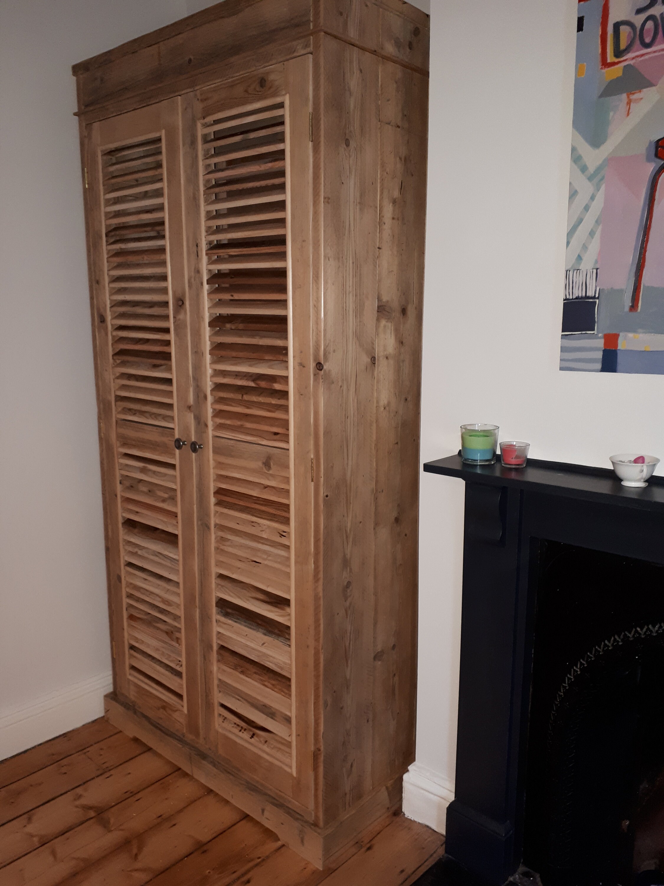 Wardrobe with louvred doors from reclaimed timber Etsy